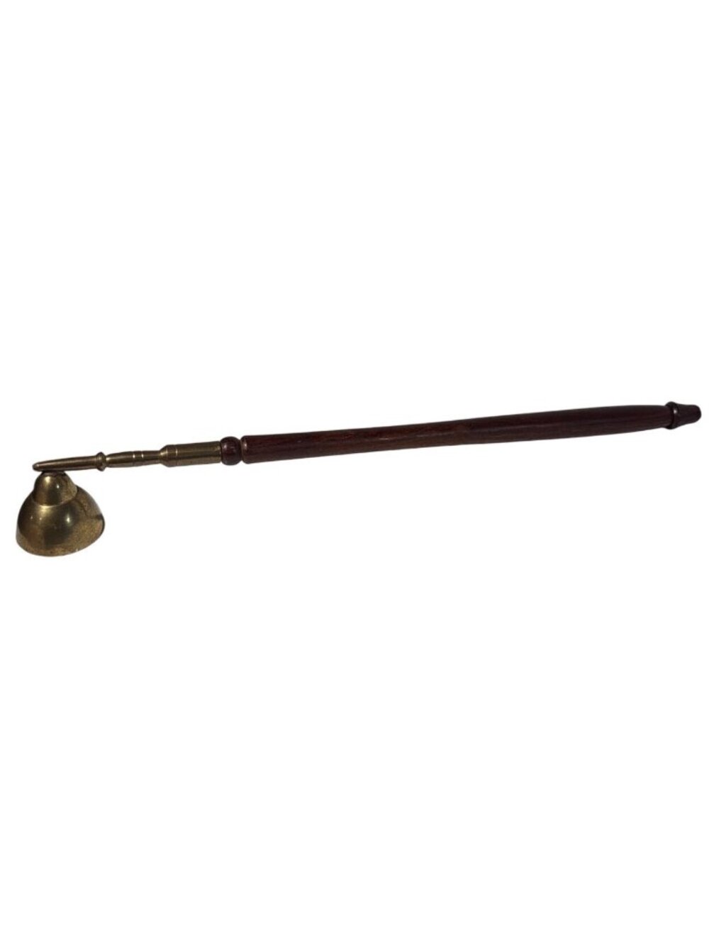 Vintage Brass & Wood Candle Snuffer 11.5" Long